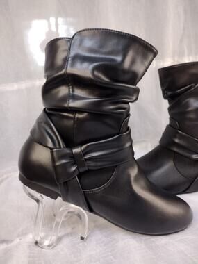 Vepose Women's 939A Mid-Calf Slouch Boots Size 8.5 Flat Low Heel Zip Closure